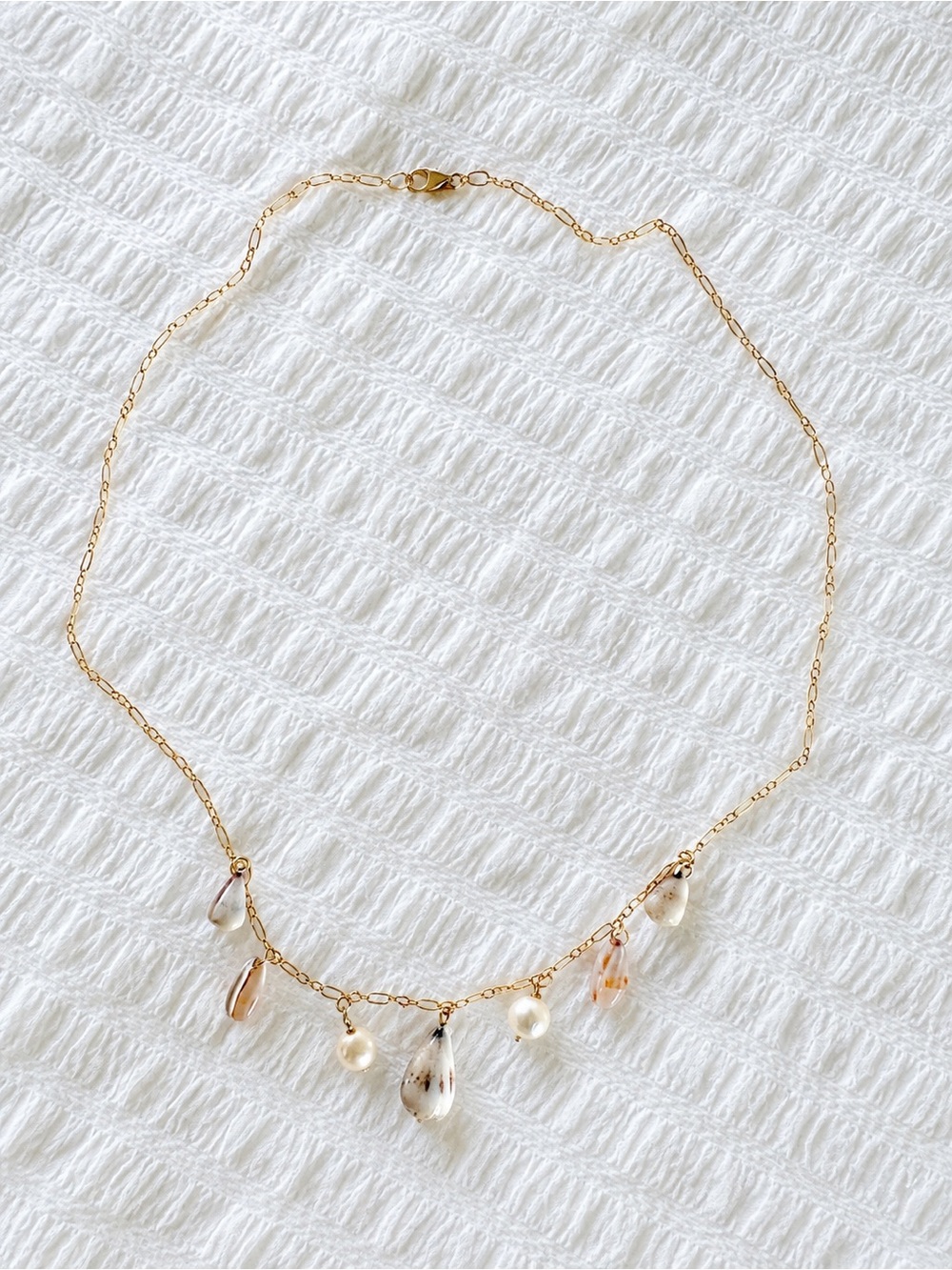 Gold Shell & Pearl Charm Necklace